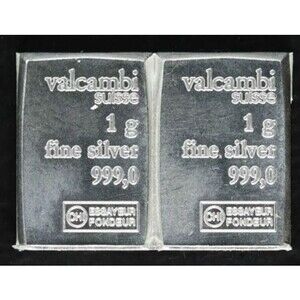 2g silver  One Gram Valcambi Suisse Fine Metal 1g Fine Silver Bars